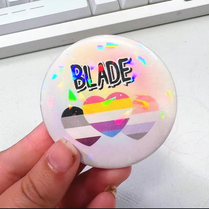 Custom Pin With Pronouns, And Heart Shaped Pride Flags