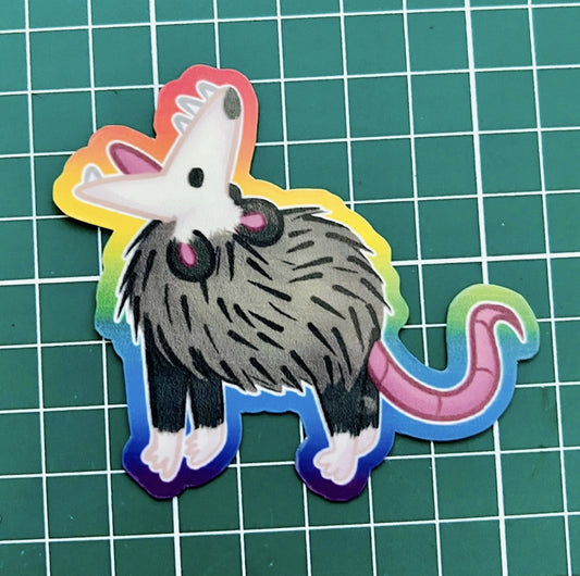 ANY Pride flag Screaming Opossum Sticker