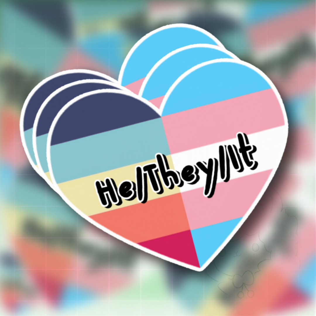 Pride Flag Pronouns Heart Sticker